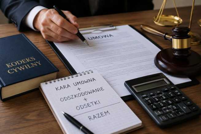 Kara umowna, odszkodowanie i odsetki – co można łączyć?
